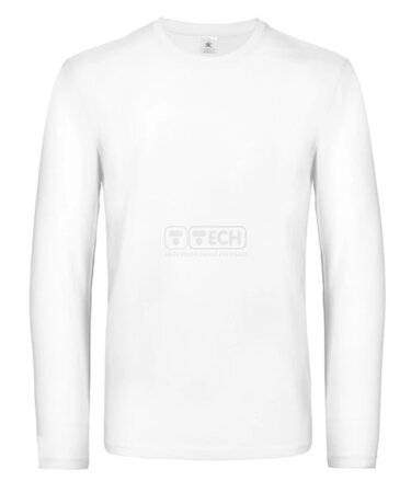 B&C #E190 LSL – Unisex tričko s dlhým rukávom biele