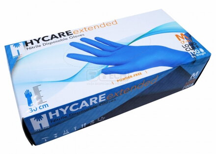 Hycare nitrilové dlhé manžetové rukavice bez púdru 