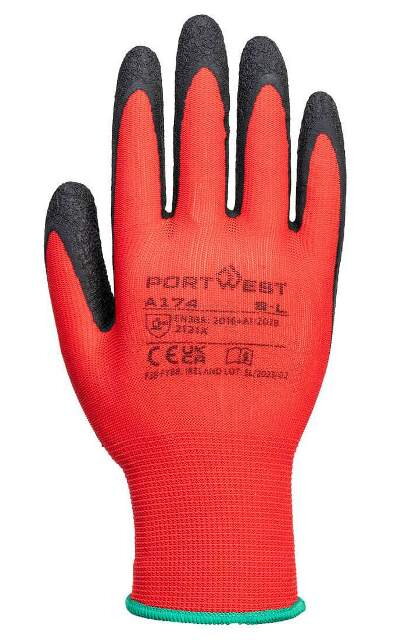 Rukavice A174 Flex Grip – latexové, červené/čierne